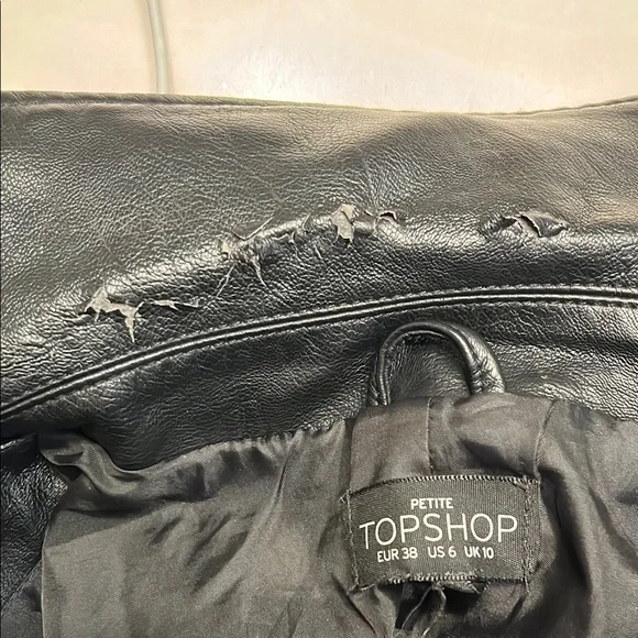 Topshop Black Faux Leather Biker Jacket - Picture 4 of 9